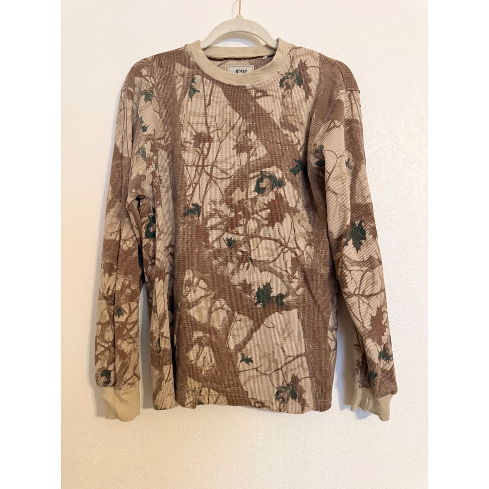 Nomad by Craft + Flow Mens Medium Waffle Knit Thermal Camo Long Sleeve Shirt